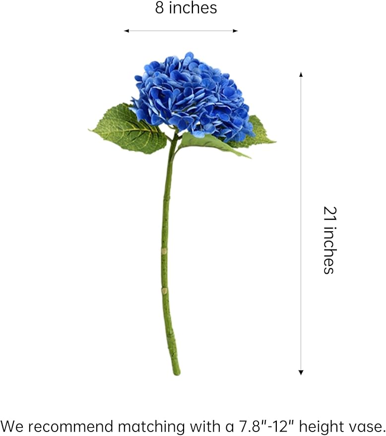 4pcs 21" Navy Blue Faux Hydrangeas Artificial Flowers, Real Touch Silk Hydrangea Flowers with Stems for Ocean Theme Bridal Wedding Party Home Office Decor
