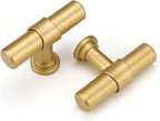 LONTAN 4 Pack Gold Cabinet Knobs Matte Gold Kitchen Cabinet Knobs for Dresser Drawers Brushed Gold T-bar Hardware for Dresser Bathroom