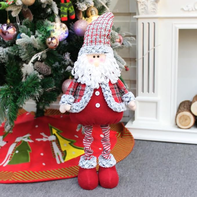 Large Standing Christmas Gnomes, 95CM Swedish Tomte Large Santa Gnome Stuffed Plush with Retractable Spring Legs, Scandinavian Christmas Decorations Ornaments Holiday Home Decor (Red Santa Gnome)