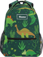 Custom Children's Name School Backpack Personalized Schoolbag Green Dinosaur Travel Bag for Teens Girls Boys