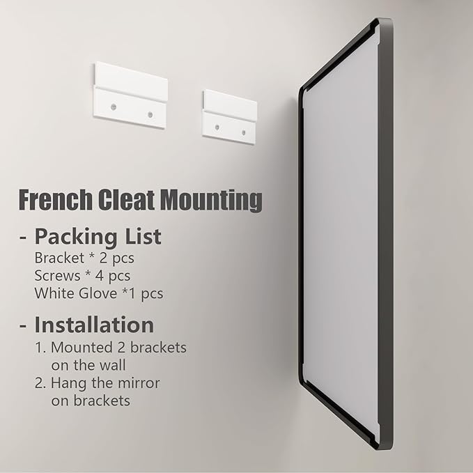 40x36 Inch Black Metal Framed Bathrrom Mirror for Wall, Black Rounded Rectangle Mirror, Matte Black Bathroom Vanity Mirror, Anti-Rust, Tempered Glass, Hangs Horizontally or Vertically