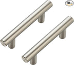 JOY DECOR 60 Pack Cabinet Handles, Brushed Nickel Cabinet Pulls, 2-1/2 in Hole Center Kitchen Cabinet Handles, Stainless Steel T Bar Handles for Dresser Drawers