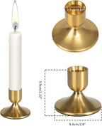 8Pcs Gold Candle Holders Metal Taper Candlesticks Holders Short Skinny Brass Candlestick Holders Candlestick Holders Bulk for Wedding Thanksgiving Centerpieces Christmas Birthday Party Holiday (8)