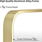 30"x36" Matte Gold Mirror for Wall, Brushed Metal Framed Rounded Corner Rectangular Mirror for Bathroom Vanity,Entryway,Living Room,Bedroom,Vertical or Horizontal