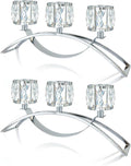 3 Arms Crystal Candle Holders, Arch Candlestick Table Candelabras Centerpieces for Wedding, Dinning Room, Cabinet Ornaments, Home Decoration， Gift (Silver, 2 Pcs-3 Arm Arched)