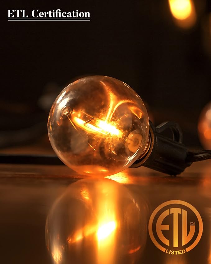 Lightdot 150FT Outdoor String Lights, LED Bistro String Lights with Shatterproof G40 Vintage Bulbs, 2200K Dimmable, Waterproof Hanging Lights for Porch, Deck, Garden, Backyard, Balcony - ETL Listed
