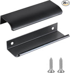 JOOJA 20 Pack Modern Style Finger Edge Pull Furniture Drawer Handles Hidden Cabinet Kitchen Drawer Handles Knobs, Black 120(96) mm
