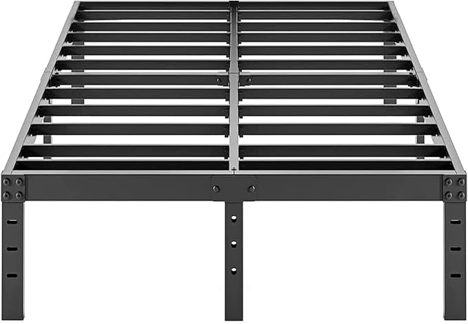 ALDRICH Metal Bed Frame Queen Size - 16 Inch Tall Black Basic Steel Slats Platform, Easy Assembly Heavy Duty Noise Free Bedframes, No Box Spring Needed