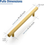 JOY DECOR 30 Pack 6-1/4 Inch Brushed Brass Square Cabinet Handles Stainless Steel Cabinet Hardware Pulls for Kitchen and Drawers with 8-13/16 Inch Overall Length