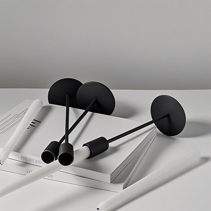 Set of 3 Black Taper Candle Holders, Metal Black Candlestick Holders, Tall Candle Holder, Fits 3/4 inch Thick Candle&Led Candles, for Table Centerpiece, Wedding, Dinning, Party Home Decor