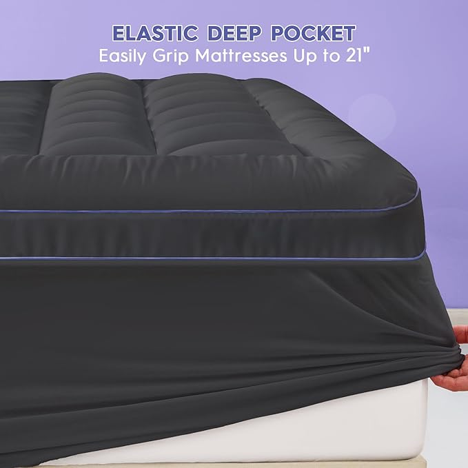ABENE 3 Inch Dual Layer Queen Memory Foam Mattress Topper, 2 Inch Memory Foam Plus 1 Inch Down Alternative Pillowtop Mattress Pad with Deep Pocket, Soft Support for Pressure Relief, Gray