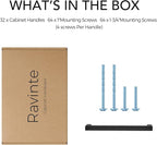 Ravinte 32 Pack Square Cabinet Handles Matte Black Cabinet Pulls Drawer Pulls 6-1/4 Inch Kitchen Hardware