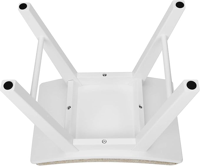 URFORESTIC Oak Wood Vanity Stool, Modern Makeup Dressing Stool with Concave Seat Surface,Capacity 300lb, Easy Assembly (White)