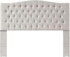 24KF Upholstered Tufted Button Linen Fabric Headboard,Comfortable Fashional Headboard Queen/Full Size,Ivory