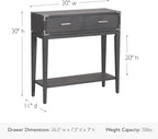 Leick Home 24032 Beckett One Drawer Hall Stand with Shelf for Living Room, Hallway, Entryway, Anthracite/Pewter