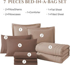 Monbix Full Comforter Set - 7 Pieces Rust Pink Bed in a Bag Full Size Bedding Sets with Comforters, All Seasons Down Alternative Comforter with Sheets,Pillowcases & Shams
