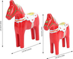 EVGATSAUTO Swedish Wooden Horse Figurine Pair, Hand Painted Nordic Decor, Traditional Red Dala Horse for Home Wedding Gift, Composite Wood Ornament