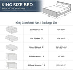 HEVUMYI King Purple Comforter Set - 7-Piece All Season Bed in a Bag King, Ultra Soft Bedding Set with Comforter, Flat Sheet, Fitted Sheet, Pillowcases, Pillow Shams, Lavender Purple