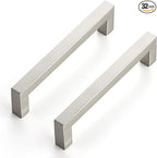 Ravinte 32 Pack 5 Inch Kitchen Square Cabinet Handles Satin Nickel Pulls Brushed Nickel Kitchen Cabinet Hardware Handles for Cupboard Drawer Pulls