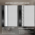 28" Round LED Bathroom Mirror, Wall Mounted Backlit Vanity Mirror with 45° Beveled Frame Lighted Mirror for Bedroom, Fog Free 3-Color Dimmable Lights Memory Function, Black
