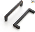 Ravinte 10 Pack Solid Kitchen Cabinet Handles Oil Rubbed Bronze Cabinet Pulls Slim Drawer Pulls with 3-1/2 Inch Hole Center Square Bar Kitchen Cabinet Hardware