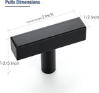 JOY DECOR 60 Pack Single Hole Matte Black Square Cabinet Handles Stainless Steel Cabinet Hardware Pulls for Kitchen and Drawers with 2 Inch Overall Length