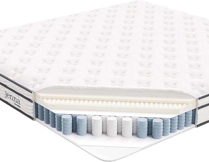 Modway MOD-7096-WHI Jenna 6" Innerspring Pillow Top King Mattress, White