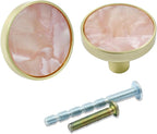 12 Pcs Gold Knobs for Dresser Drawers, Round Dresser Cabinet Knobs Pulls for Kitchen Cabinet Cupboard Door Furniture Decorative, Pink