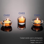 Clear Tealight Candle Holders - Set of 12, Round Chunky Glass Candle Holder, 3" Diameter - CH01 - Clear