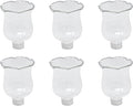 4E's Novelty Clear Glass Votive Cups with Peg - Pack of 6 - Tulip Votive for Candelabra Candle Holder, Home Interior Candle Sconce Glass Replacement Parts, Shabbat Candle Glass Oil Lamp (2.75" Tall)