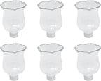4E's Novelty Clear Glass Votive Cups with Peg - Pack of 6 - Tulip Votive for Candelabra Candle Holder, Home Interior Candle Sconce Glass Replacement Parts, Shabbat Candle Glass Oil Lamp (2.75" Tall)