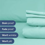 Queen 6 Piece Sheet Set - Comfy Breathable & Cooling - Ultra-Soft Hotel Luxury Bedding Set with 8-16 Inch Deep Pockets - 1 Flat & 1 Fitted Sheet & 4 Pillowcases - Wrinkle Free & Easy Care - Spa Blue