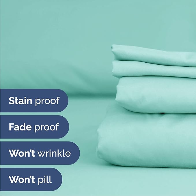 Queen 6 Piece Sheet Set - Comfy Breathable & Cooling - Ultra-Soft Hotel Luxury Bedding Set with 8-16 Inch Deep Pockets - 1 Flat & 1 Fitted Sheet & 4 Pillowcases - Wrinkle Free & Easy Care - Spa Blue