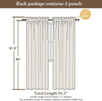 Chyhomenyc Ivory Sheer Curtains 90 Inches Long 2 Panels, Light Filtering Ivory Curtains for Living Room, Soft Gentle Voile Rod Pocket Bedroom Window Drapes, 59Wx90L Inch, 2PCS