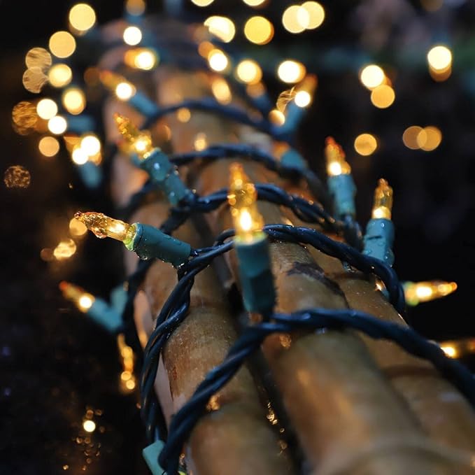 LAMPHOME Super-Bright Extendable Yellow Christmas Lights Decoration 300 Lights 63.8ft(2pk of 150L) UL Certified Mini Bulb String Lights Set for Outdoor Christmas Tree Garden Holiday Party Patio Decor