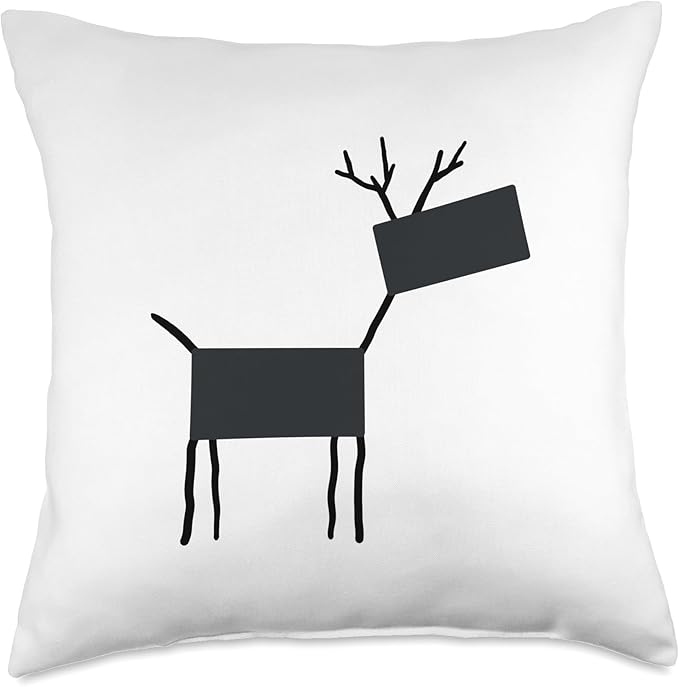 Cute Scandinavian Animals Designs Chic Deer Moose Scandinavian Elk Minimalism Reindeer Throw Pillow, 18x18, Multicolor
