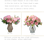 Artificial Peonies Silk Flowers in Glass Vase Faux Flowers Bouquets Modern Penoy Arrangement 4 Pack for Home Decoration Table Centerpiece (Pink)