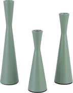 Vixdonos Taper Candle Holders Metal Candlestick Holders Set of 3 Table Mantel Decorative Candle Stand for Dinning,Party，Wedding,Home Decor(Green)
