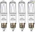 4 Pack JDE11 Bulb,120V 100W Halogen Candelabra Bulbs,T4 Mini Base JD E11 Bulb ,Dimmable 2700K Warm White（Replacement E11 LED bulb,for Chandeliers,Candelabra,Ceiling Fan, Table Lamps, Cabinet Lighting