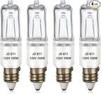 4 Pack JDE11 Bulb,120V 100W Halogen Candelabra Bulbs,T4 Mini Base JD E11 Bulb ,Dimmable 2700K Warm White（Replacement E11 LED bulb,for Chandeliers,Candelabra,Ceiling Fan, Table Lamps, Cabinet Lighting