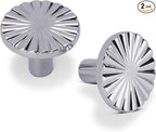 2 Pack Kitchen Cabinet Knobs Round Sunflower Dresser Knob Modern Drawer Hardware Cupboard Handles Furniture Knob for Bathroom Single Hole Knobs for Wardrobe Polished Chrome TYH-BC-K2
