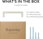 Ravinte 30 Pack Solid 3-1/2 Inch Center to Center Slim Square Bar Drawer Handles - Brushed Nickel Drawer Pulls - Kitchen Cabinet Hardware