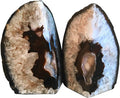 AMOYSTONE Black Geode Bookends Agate Decorative Book Ends for Shelves Heavy Duty Crystal Quartz Bookends with Rubber Bumpers(1 Pair, 3-4 LBS)