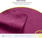 Twin XL Sheets - Breathable Luxury Sheets with Full Elastic & Secure Corner Straps Built In - 1800 Supreme Collection Extra Soft Deep Pocket Bedding Set, Sheet Set, Twin XL, Berry