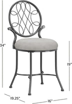 Hillsdale O'Malley Vanity Stool with Spiral Pattern Design, Metallic Gray Fabric