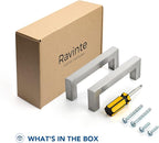 Ravinte 25 Pack Brushed Nickel Kitchen Cabinet Handles 3-3/4 Inch Cabinet Pulls Square Kitchen Hardware for Cabinet Drawer Pulls Drawer Handles Come with Screwdriver