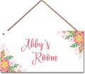 Personalized Sign Nice Flowers Sign Door Art Décor For Kids Room Custom Name Door Wall Art Décor For Little Man Cave, Flower Floral Nursery Art Plate For Girls Room Boys Bedroom