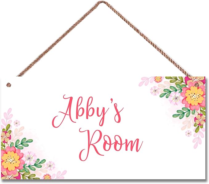 Personalized Sign Nice Flowers Sign Door Art Décor For Kids Room Custom Name Door Wall Art Décor For Little Man Cave, Flower Floral Nursery Art Plate For Girls Room Boys Bedroom