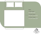 Linen Home 100% Cotton Percale Sheets Full Size, Oil Green, Deep Pocket, 4 Pieces Set - 1 Flat, 1 Deep Pocket Fitted Sheet and 2 Pillowcases, Crisp Cool and Strong Bed Linen