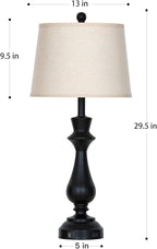 Modern Black Table Lamps Set of 2 for Living Room,30" Tall Bedside Lamp with USB Charging Port,3-Way Dimmable Touch Nightstand Lamp for Bedroom Desk Side Table Office,Black